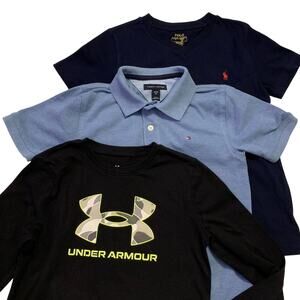 Lot of 3 Boys Shirts Youth Small 7 & 8 Polo RL T.Hilfiger Under Armour Preppy